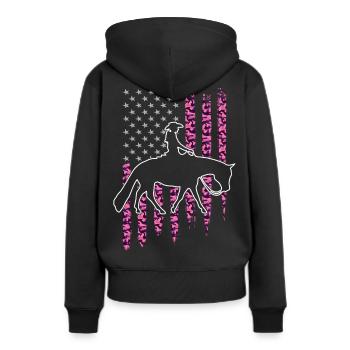 Pleasure Pferd & Westernreiterin Westernreiten - Frauen Premium Bio Hoodie - Schwarz - Hinten - Julia (174cm)