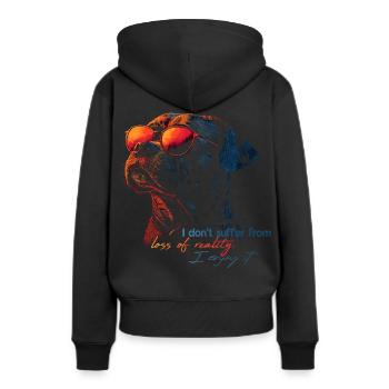 i don't suffer - Frauen Premium Bio Hoodie - Schwarz - Hinten - Julia (174cm)