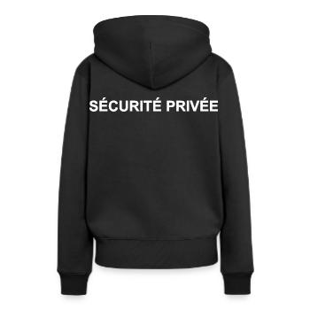 Private Sicherheit und personalisierte Bewachung - Frauen Premium Bio Hoodie - Schwarz - Hinten - Julia (174cm)