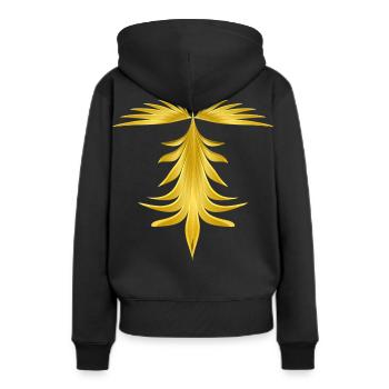 Goldene Flügel mit Fontäne - Frauen Premium Bio Hoodie - Schwarz - Hinten - Julia (174cm)