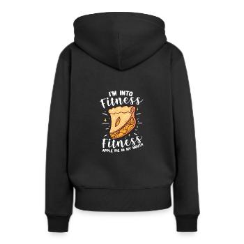 Ich bin in Fitness Fitness Apfelkuchen in meinem M - Frauen Premium Bio Hoodie - Schwarz - Hinten - Julia (174cm)