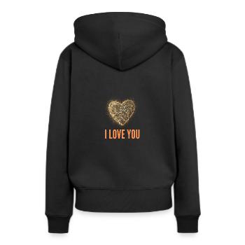 Je t’aime - Sweat à capuche Premium bio Femme - noir - Dos - Julia (174cm)