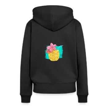 Sensations d’été à l’ananas - Sweat à capuche Premium bio Femme - noir - Dos - Julia (174cm)