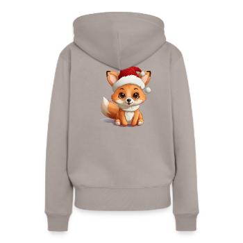 Weihnachtspfote: Niedlicher Fuchs mit Mütze 2 - Frauen Premium Bio Hoodie - Taupe - Hinten - Julia (174cm)