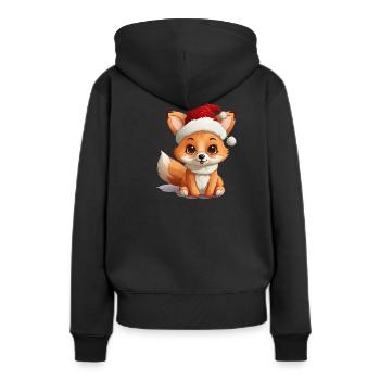 Weihnachtspfote: Niedlicher Fuchs mit Mütze 2 - Frauen Premium Bio Hoodie - Schwarz - Hinten - Julia (174cm)