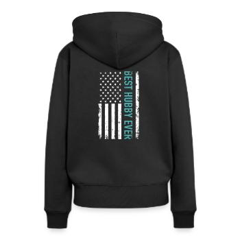 mari - Sweat à capuche Premium bio Femme - noir - Dos - Julia (174cm)