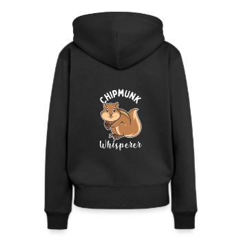 Streifenhörnchen-Flüsterer - Frauen Premium Bio Hoodie - Schwarz - Hinten - Julia (174cm)