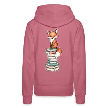 Renard sur pile de livres - Sweat à capuche Premium bio Femme - mauve - Dos - Isabella (175cm)