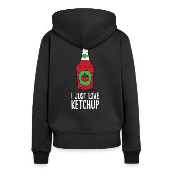 Ketchup - J’adore le ketchup - Sweat à capuche Premium bio Femme - noir - Dos - Julia (174cm)