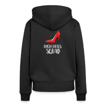 High Heels rot - High Heels Squad - Frauen Premium Bio Hoodie - Schwarz - Hinten - Julia (174cm)
