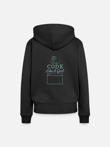 Code Like A Girl - Frauen Premium Bio Hoodie - Schwarz