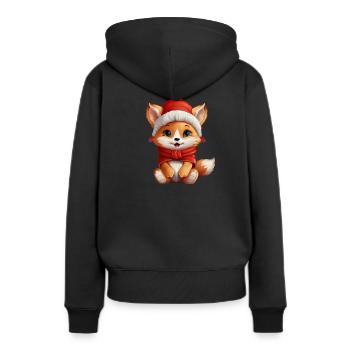 Weihnachtspfote: Niedlicher Fuchs mit Mütze - Frauen Premium Bio Hoodie - Schwarz - Hinten - Julia (174cm)