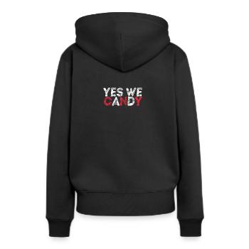 Yes We Candy Geschenkidee Süßigkeit lustig - Frauen Premium Bio Hoodie - Schwarz - Hinten - Julia (174cm)