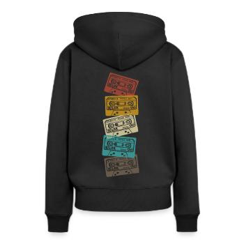 Vintage Kassette Mixtape Retro Audiokassette Audio - Frauen Premium Bio Hoodie - Schwarz - Hinten - Julia (174cm)