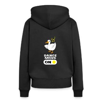 Ente tanzen Spruch Dance Mode On - Frauen Premium Bio Hoodie - Schwarz - Hinten - Julia (174cm)