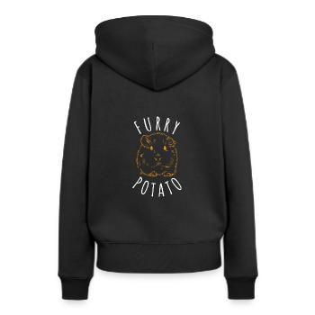 Pelzige Kartoffel - Frauen Premium Bio Hoodie - Schwarz - Hinten - Julia (174cm)