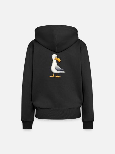 Lustige Möwe Nordsee Ostsee Meeres-Vogel - Dame Premium hoodie, økologisk bomuld - sort