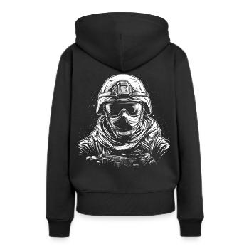 d’unité de l’élite - Sweat à capuche Premium bio Femme - noir - Dos - Julia (174cm)