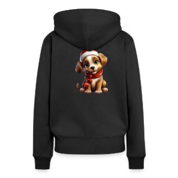 Weihnachtspfote: Niedlicher Hund mit Mütze 2 - Frauen Premium Bio Hoodie - Schwarz - Hinten - Julia (174cm)