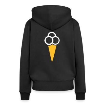 Eis - Frauen Premium Bio Hoodie - Schwarz - Hinten - Julia (174cm)