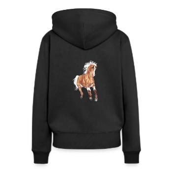 "Amoureux de cheval chevauchant un pur sang pur-sang" - Sweat à capuche Premium bio Femme - noir - Dos - Julia (174cm)