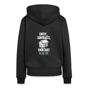 Kaffee Verträge Cocktails Immobilienmakler - Frauen Premium Bio Hoodie - Schwarz - Hinten - Julia (174cm)