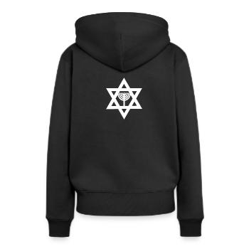 Étoile de david judaïsme menorah blanc - Sweat à capuche Premium bio Femme - noir - Dos - Julia (174cm)