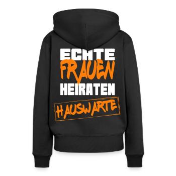 De vraies femmes épousent un gardien - Sweat à capuche Premium bio Femme - noir - Dos - Julia (174cm)