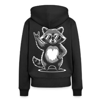 Rock 'n' Roll Waschbär Pommesgabel - Frauen Premium Bio Hoodie - Schwarz - Hinten - Julia (174cm)