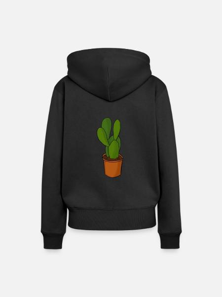 Kaktus - Frauen Premium Bio Hoodie - Schwarz