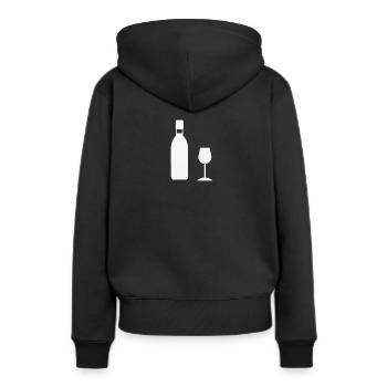Wein Geschenkidee Weinglas Weinflasche - Frauen Premium Bio Hoodie - Schwarz - Hinten - Julia (174cm)