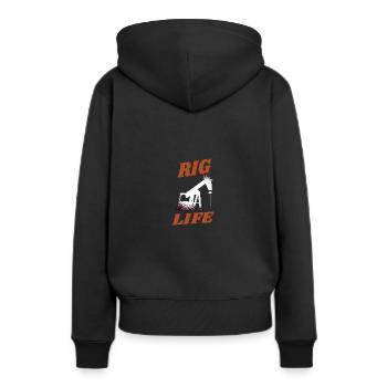 OILFIELD: Rig life - Frauen Premium Bio Hoodie - Schwarz - Hinten - Julia (174cm)
