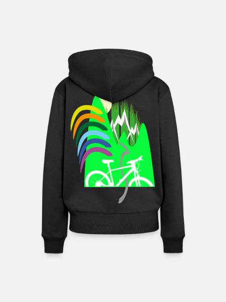 Fahrradpfad Berge Regenbogen - Frauen Premium Bio Hoodie - Schwarz