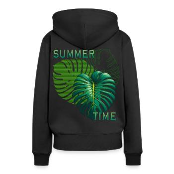 heure d'été - Sweat à capuche Premium bio Femme - noir - Dos - Julia (174cm)