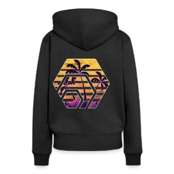 Hex token sonnenuntergang, hex palm beach sunset - Frauen Premium Bio Hoodie - Schwarz - Hinten - Julia (174cm)