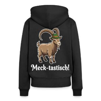 Meck-tastisch ! - Frauen Premium Bio Hoodie - Schwarz - Hinten - Julia (174cm)