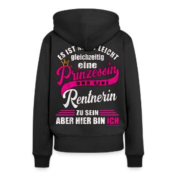 Rentnerin Rente - Geschenk Rentenbeginn Frau - Frauen Premium Bio Hoodie - Schwarz - Hinten - Julia (174cm)