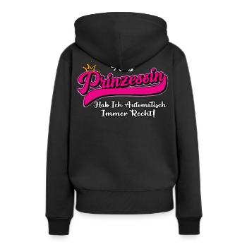Als Prinzessin hab ich automatisch recht - Rente - Frauen Premium Bio Hoodie - Schwarz - Hinten - Julia (174cm)