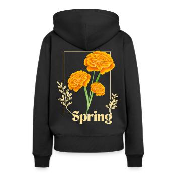 Fleurs de printemps orange - Sweat à capuche Premium bio Femme - noir - Dos - Julia (174cm)