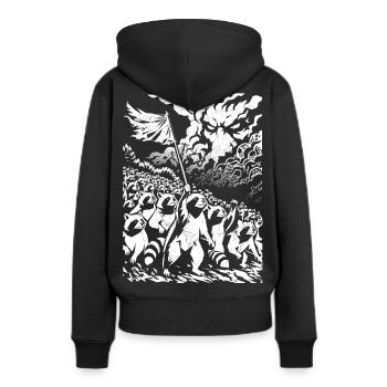 Waschbär Protest Vintage Street Art Design - Frauen Premium Bio Hoodie - Schwarz - Hinten - Julia (174cm)