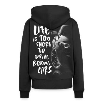 CAR CAR CAR QUOTE HUMOR RACING - Women’s Premium Organic Hoodie - black - Back - Julia (174cm)