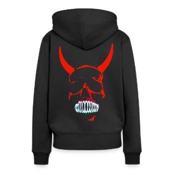 Néon du Crâne Démoniaque Rouge - Sweat à capuche Premium bio Femme - noir - Dos - Julia (174cm)