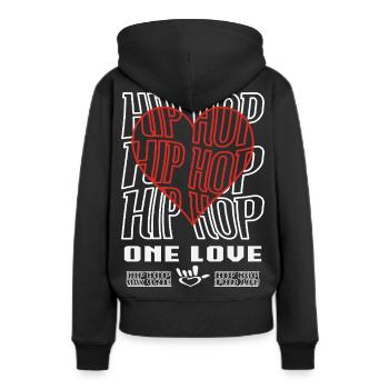 Hip Hop - One Love - Sweat à capuche Premium bio Femme - noir - Dos - Julia (174cm)