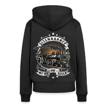 Eisenbahn Eisenbahner - Frauen Premium Bio Hoodie - Schwarz - Hinten - Julia (174cm)