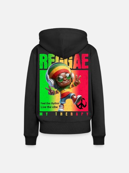 Reggae my therapy Rastaman - Frauen Premium Bio Hoodie - Schwarz