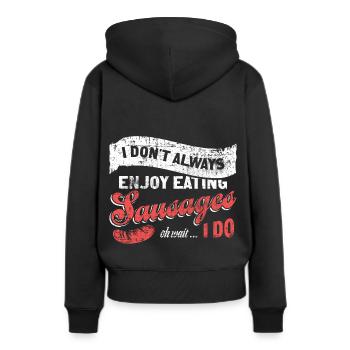 Saucisses - Sweat à capuche Premium bio Femme - noir - Dos - Julia (174cm)