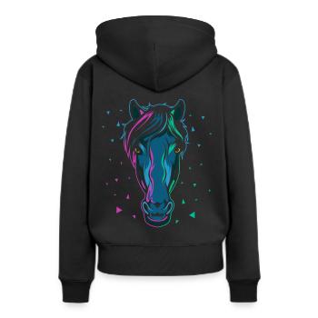 cheval - Sweat à capuche Premium bio Femme - noir - Dos - Julia (174cm)