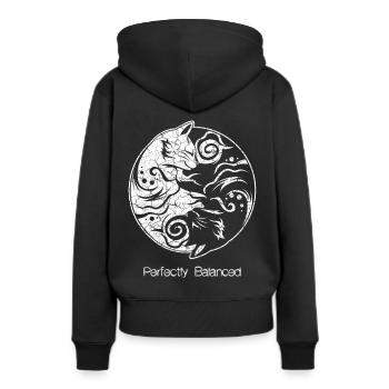 Yin yang - Frauen Premium Bio Hoodie - Schwarz - Hinten - Julia (174cm)