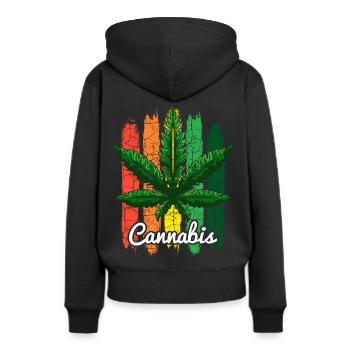 Feuille de cannabis rétro - Sweat à capuche Premium bio Femme - noir - Dos - Julia (174cm)