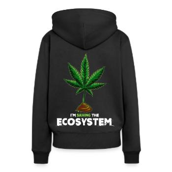 Cadeau d'herbe de cannabis Ganja Statement trendy - Sweat à capuche Premium bio Femme - noir - Dos - Julia (174cm)